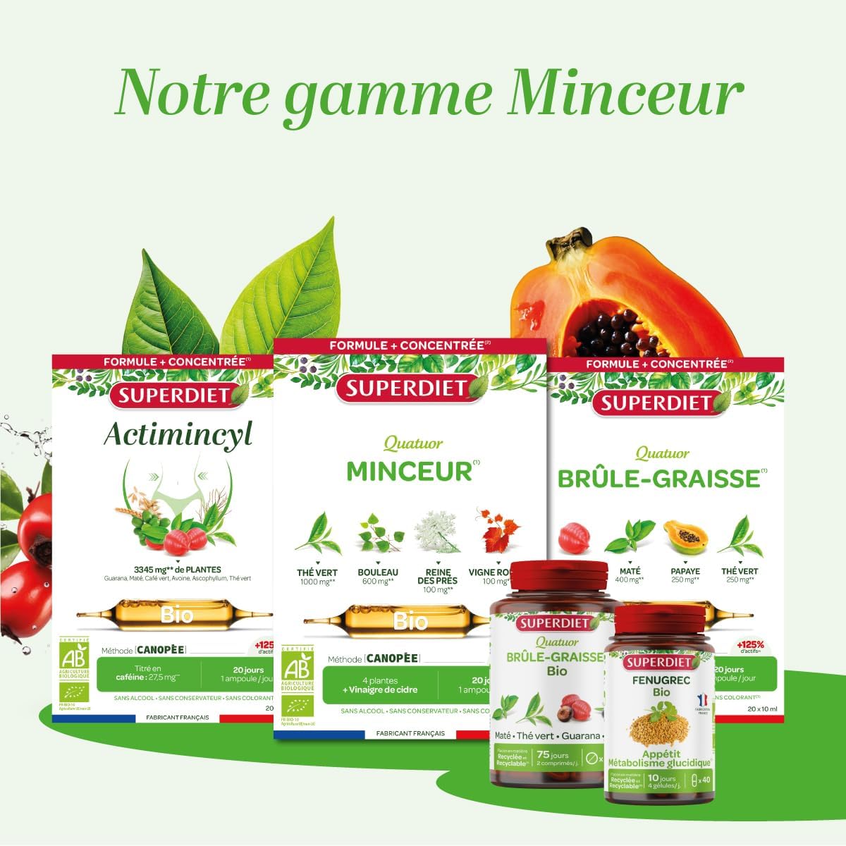 SUPERDIET – Organic slimming protocol – 3 progressive phases: detox, slimming, fat burning – Made in France – 10 plants – 30 ampoules of 10 ml - Image 8