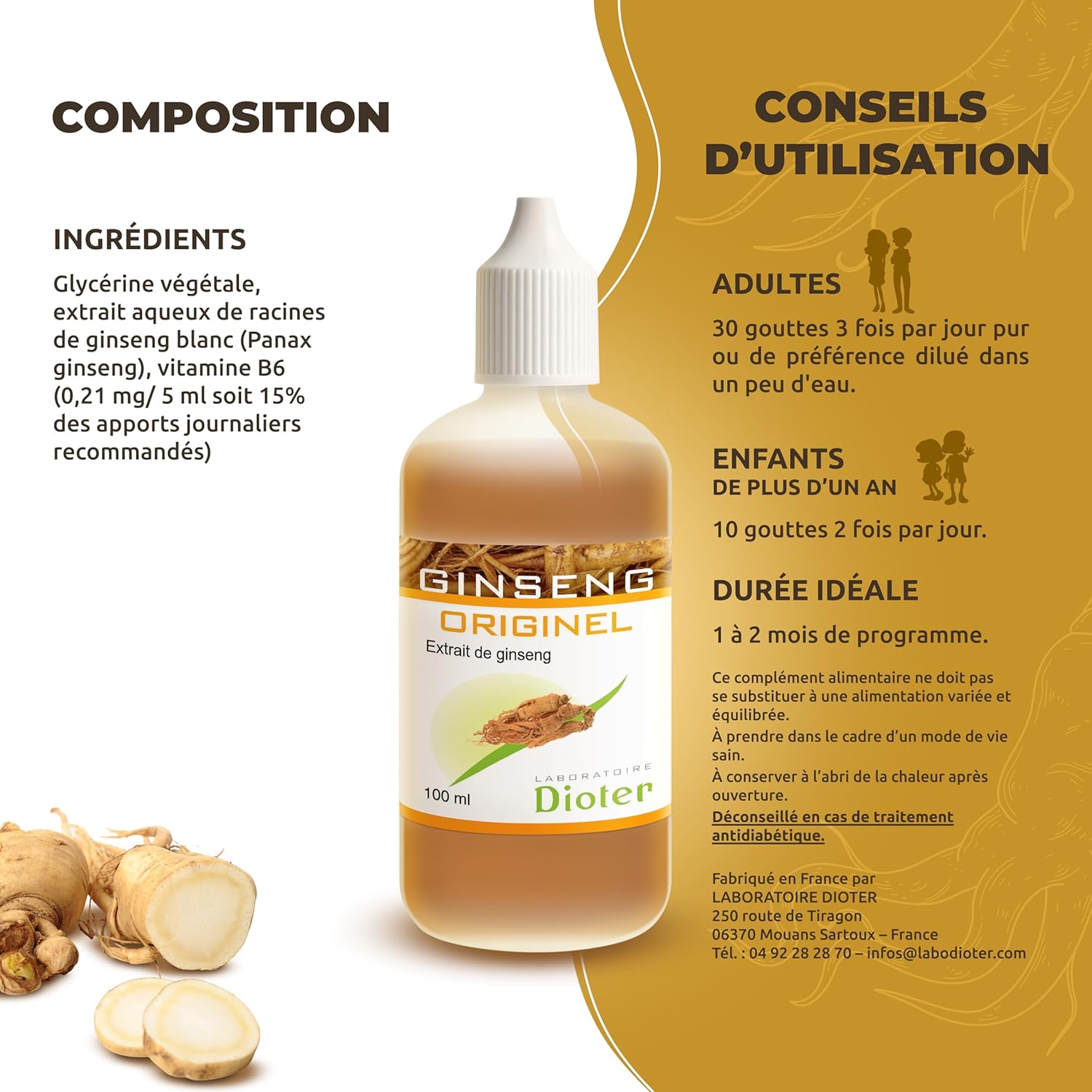 Ginseng Original Ginseng Extract 100 ml – Pure Liquid Extract – Vitality, Energy & Immunity – Fatigue – Alcohol Free – Made in France – Vitamin B6 - Image 7