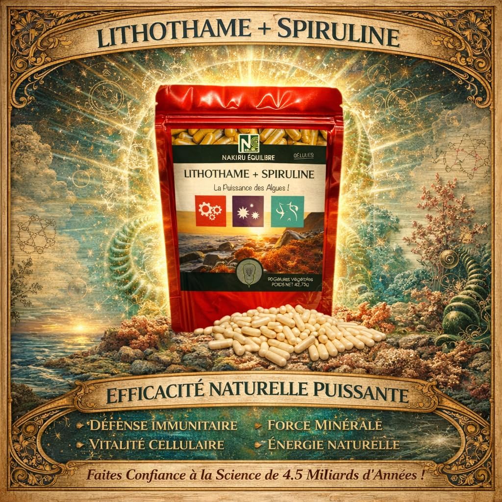 NAKURU | Lithothame + Spirulina | Balance Range | Made in France | "The Power of Algae!" | (90 Vegetable Capsules of 475mg / Net Weight: 42.8g) - Image 6