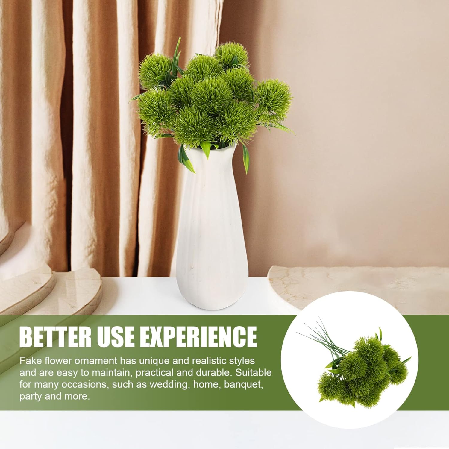 Healifty Artificial Dandelion Plants 10 Pack Artificial Flower Bouquets for Wedding Home Garden Office Wedding Table Decoration (Green) - Image 6