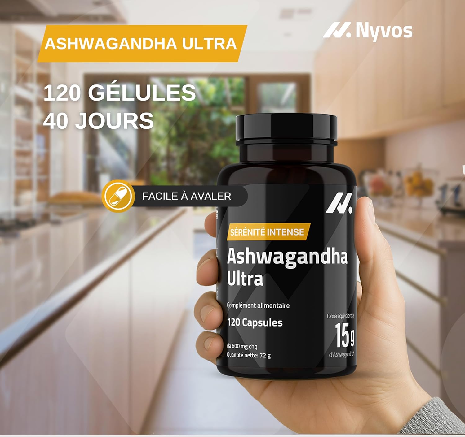 Ashwagandha Shoden Ultra 35% Withanolides - 15,000mg Equivalent | 7x More Concentrated Than Ashwagandha KSM-66 | Support Concentration, Deep Sleep & Energy | 120 Capsules - Nyvos - Image 10