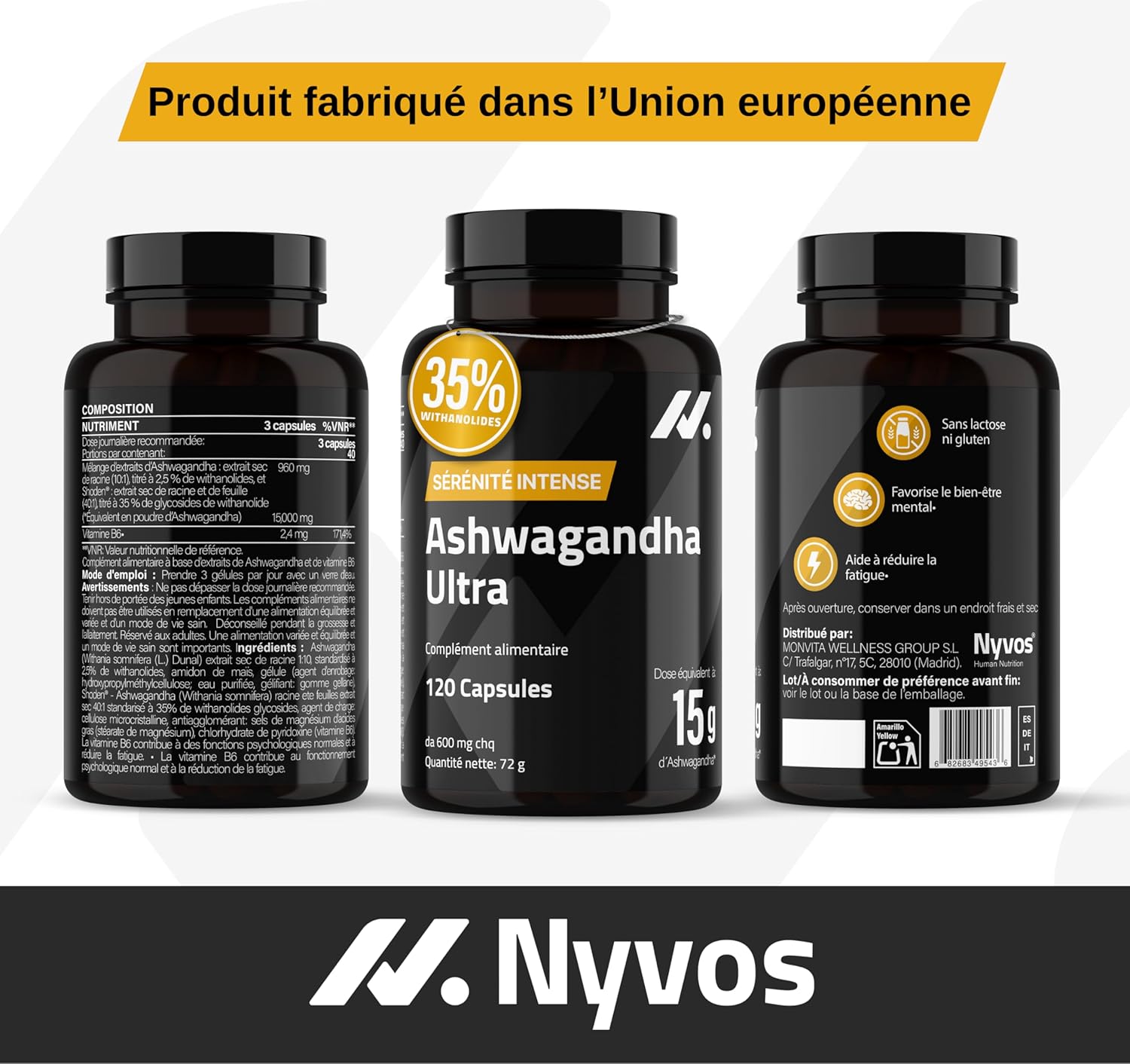 Ashwagandha Shoden Ultra 35% Withanolides - 15,000mg Equivalent | 7x More Concentrated Than Ashwagandha KSM-66 | Support Concentration, Deep Sleep & Energy | 120 Capsules - Nyvos - Image 11