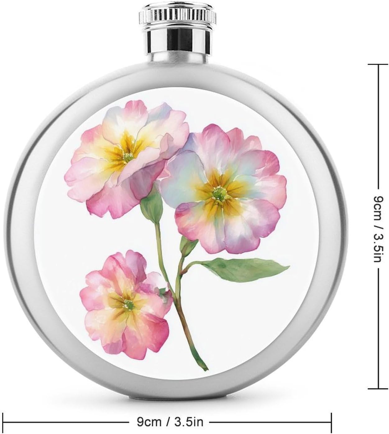 Flasque ronde portable en acier inoxydable pour liqueur, fleurs d'onagre, 140 ml - Image 3