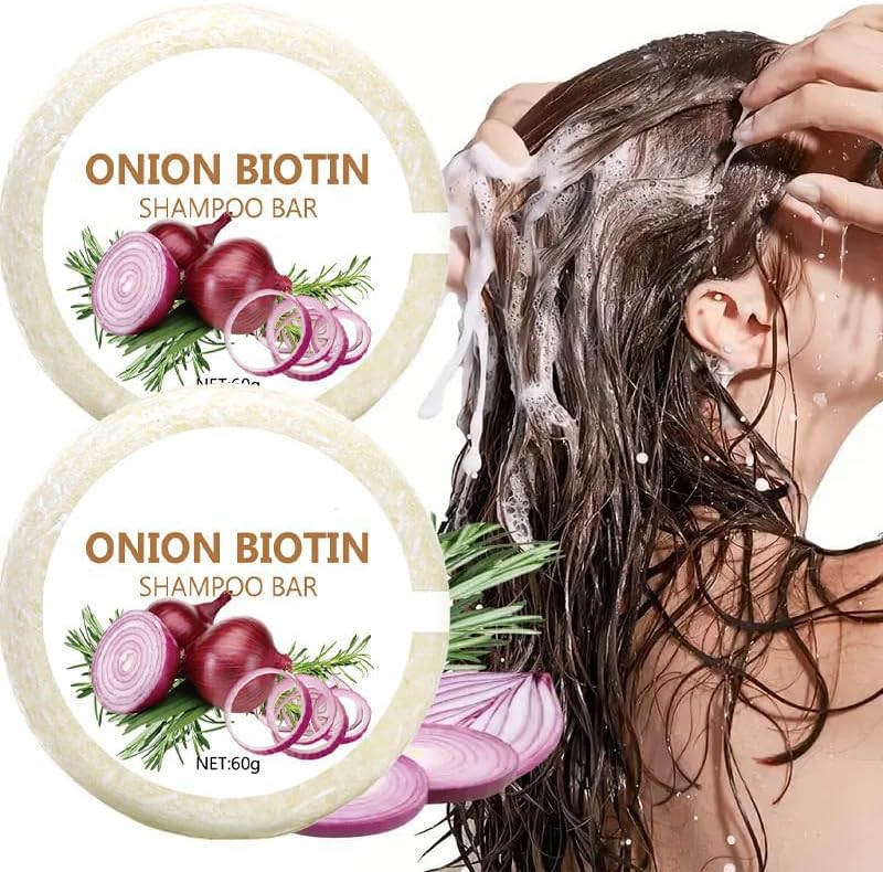 Onion Biotin Shampoo Bar, Onion Rosemary Shampoo Soap, Nourishing Purifying Onion Biotin Shampoos Soap, Moisturizing Onion Shampoo Rosemary Hair Soaps Bars - Image 3