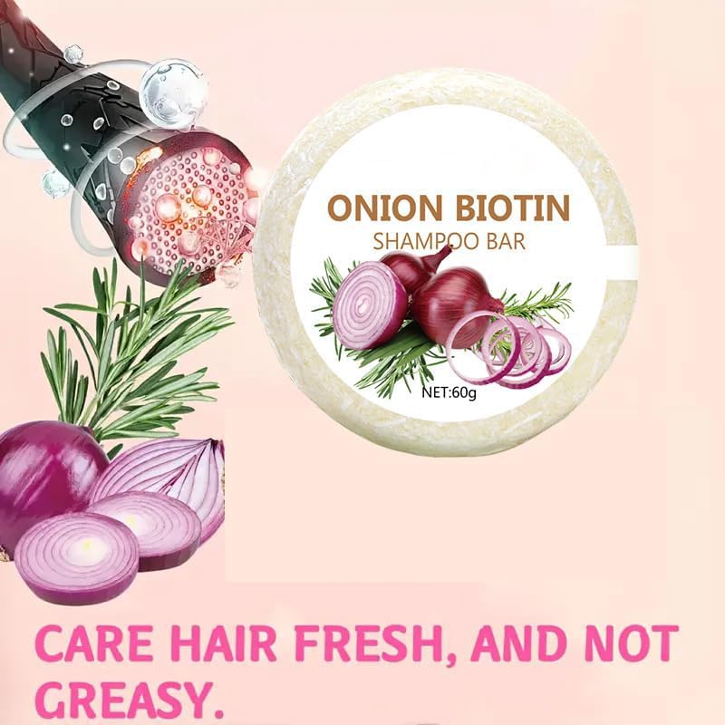 Onion Biotin Shampoo Bar, Onion Rosemary Shampoo Soap, Nourishing Purifying Onion Biotin Shampoos Soap, Moisturizing Onion Shampoo Rosemary Hair Soaps Bars - Image 5