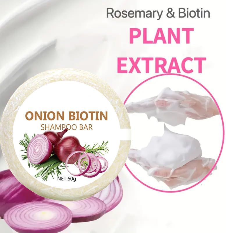Onion Biotin Shampoo Bar, Onion Rosemary Shampoo Soap, Nourishing Purifying Onion Biotin Shampoos Soap, Moisturizing Onion Shampoo Rosemary Hair Soaps Bars - Image 6
