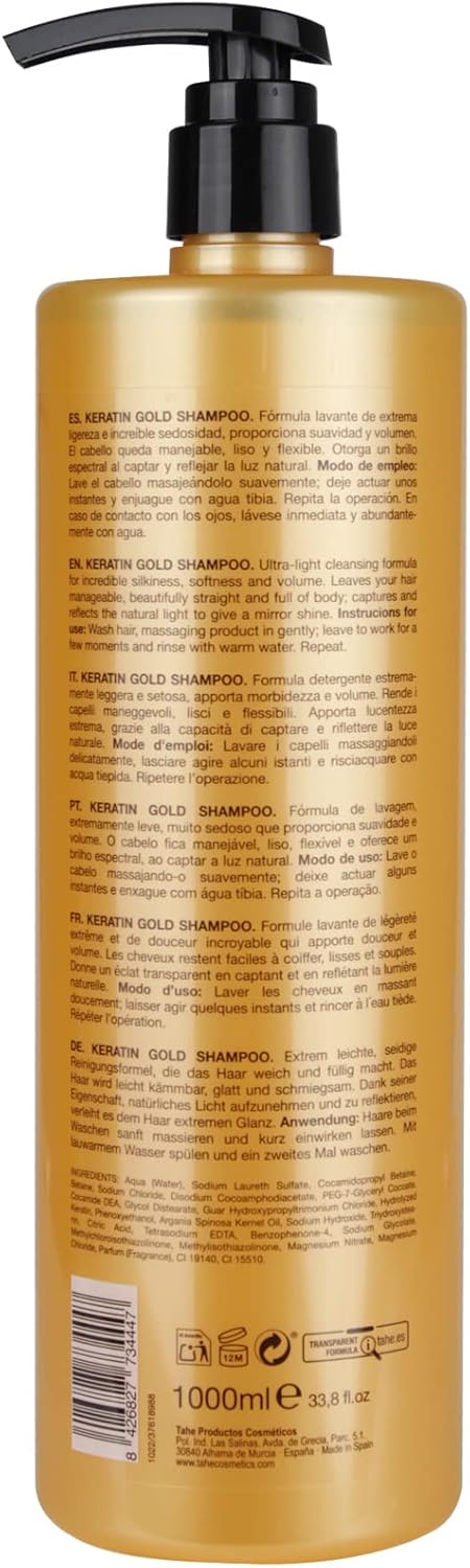 Tahe Keratin Gold Shampoo with Keratin for smoother hair (1000 ml) - Image 3