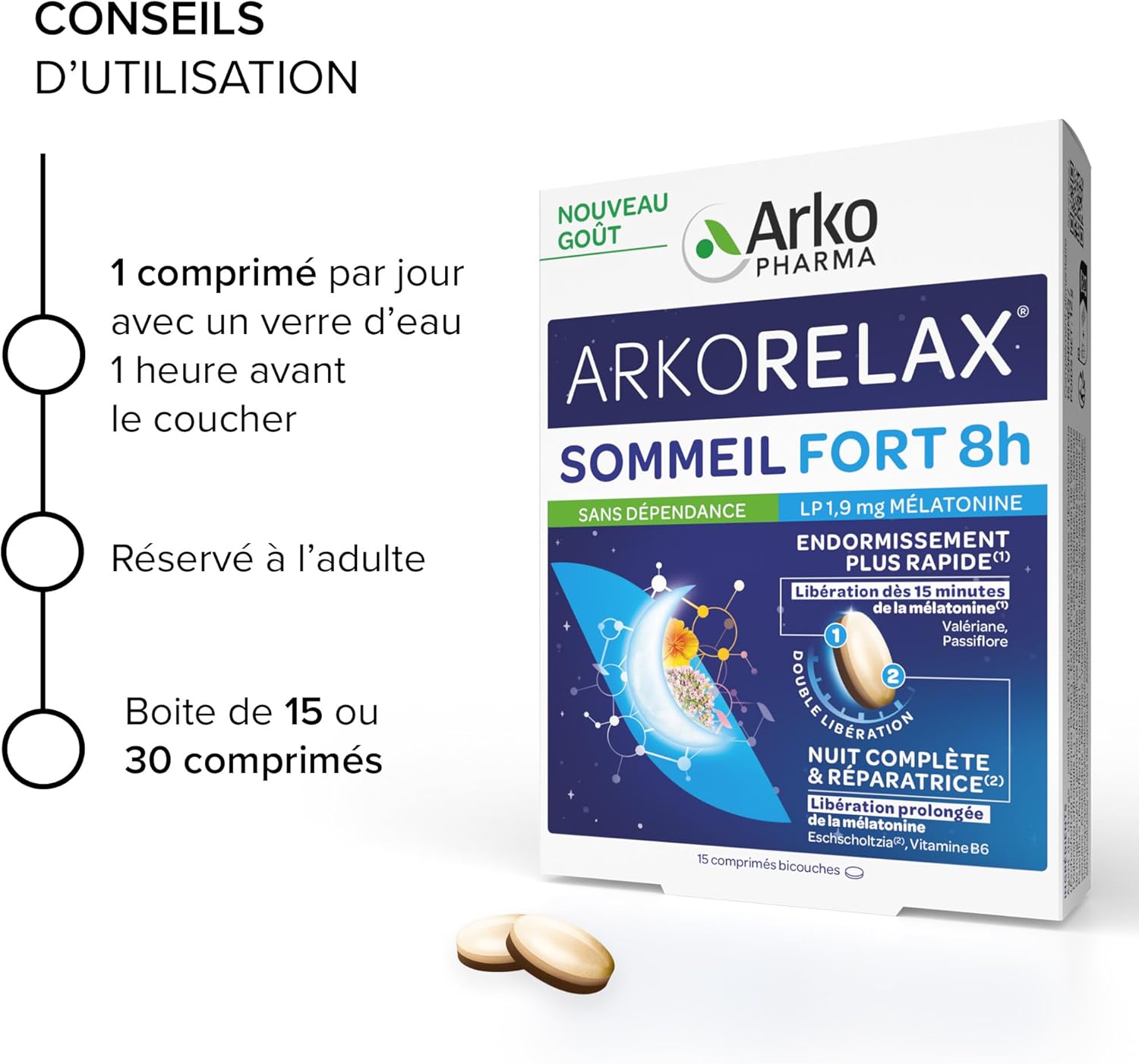 Arkopharma - Arkorelax Strong Sleep 8 hours XL - Allows you to regain quality sleep without addiction - 30 tablets - Image 7