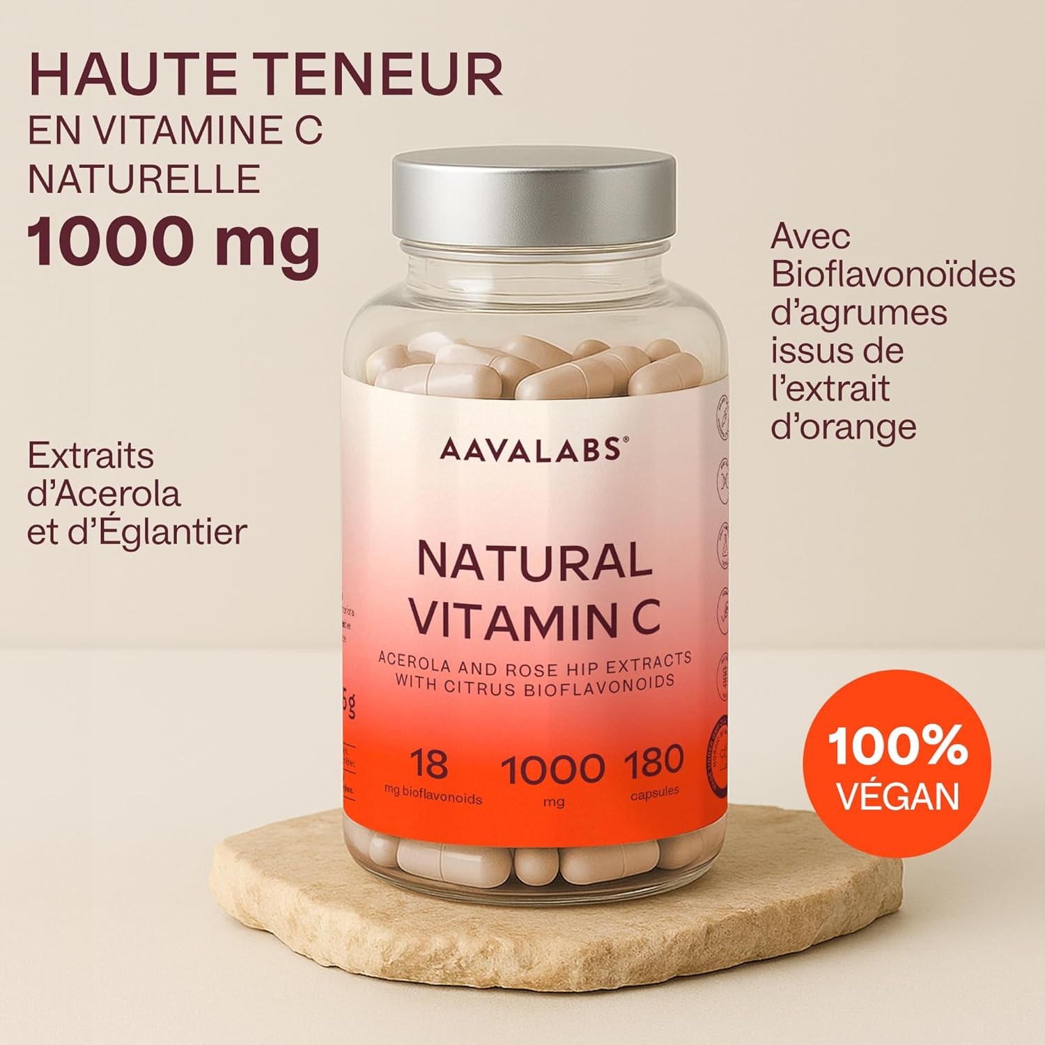 Vitamin C 1000mg - Vitamin C Acerola Natural Vegan Highly Bioavailable With Rose hips and Citrus Flavonoids - Supports the Immune System, Reduces Fatigue - 180 Capsules - Image 3