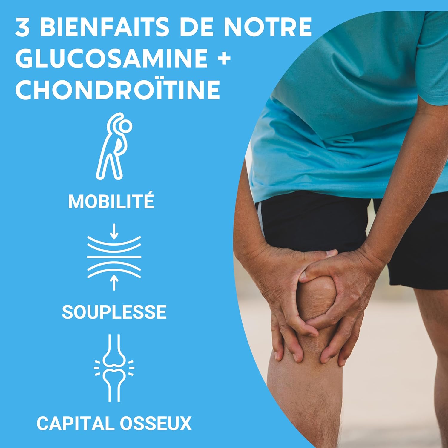 GLUCOSAMINE + CHONDROITIN | Painful joints, Mobility | 60 capsules | Dietary supplement | Made in France | Glucosamine chondroitin - Image 3