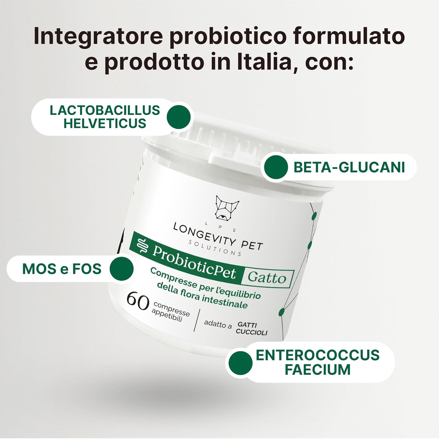 Lactic Ferments ProbioticPet Cat 60 CPR | Probiotics for Gut Balance | Cat Supplements for Diigestion, Poorly Formed Stool, Gut Health | Longevity Pet - Image 4