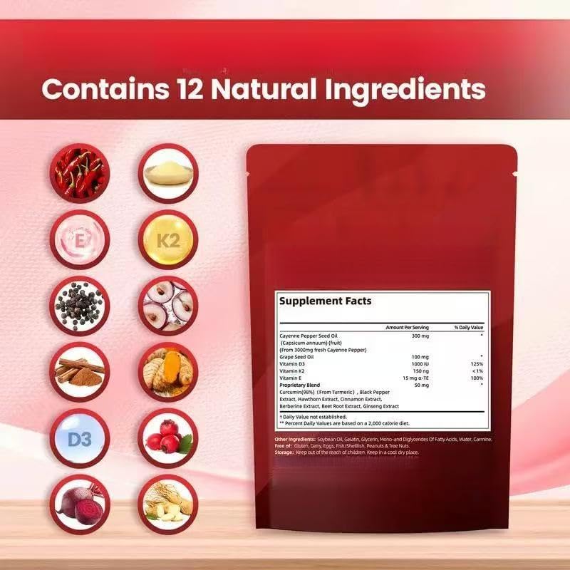 Poivre de Cayenne 12 en 1 – Favorise une circulation saine, l'énergie quotidienne et le flux sanguin – Favorise le métabolisme naturel - Image 6