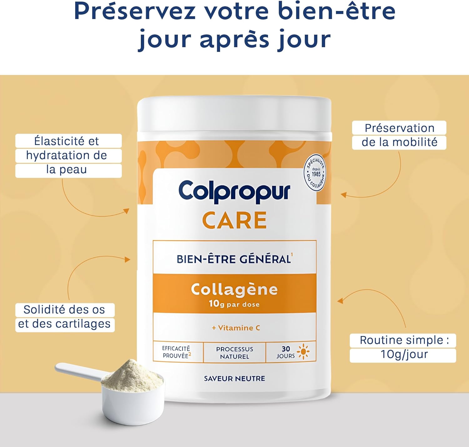 COLLAGENE Powder | 30 Days | Food Supplement | Hydrolyzed Collagen, Vitamin C | Bones, Joints & Skin Support | Neutral Flavour | Full Traceability | Non-GMO or Additive | COLPROPUR Care - Image 3
