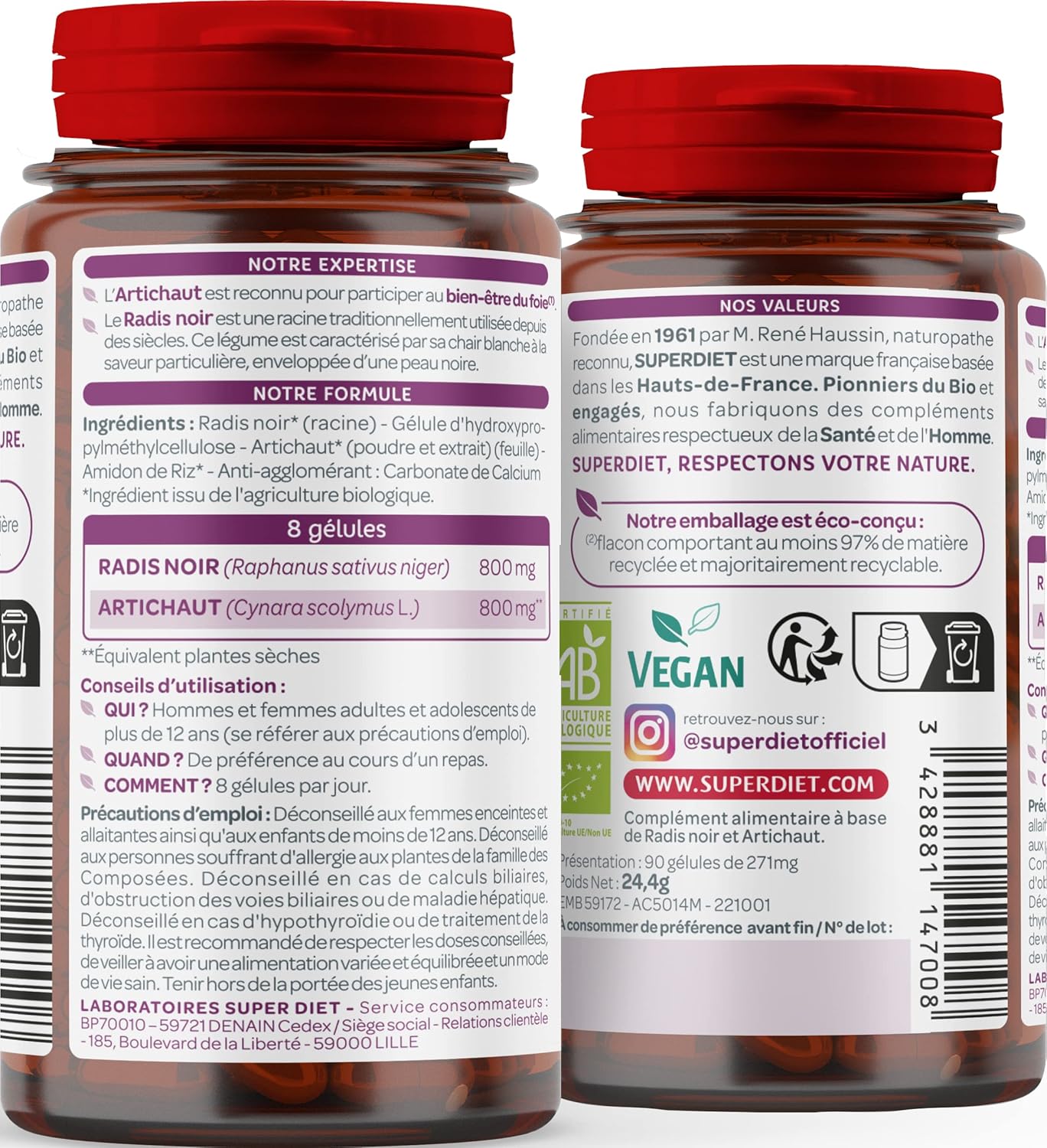SUPERDIET - RADIS NOIR ARTICHOKE ORGANIC – Liver well-being – Herbal medicine – Made in France – 90 capsules - Image 3