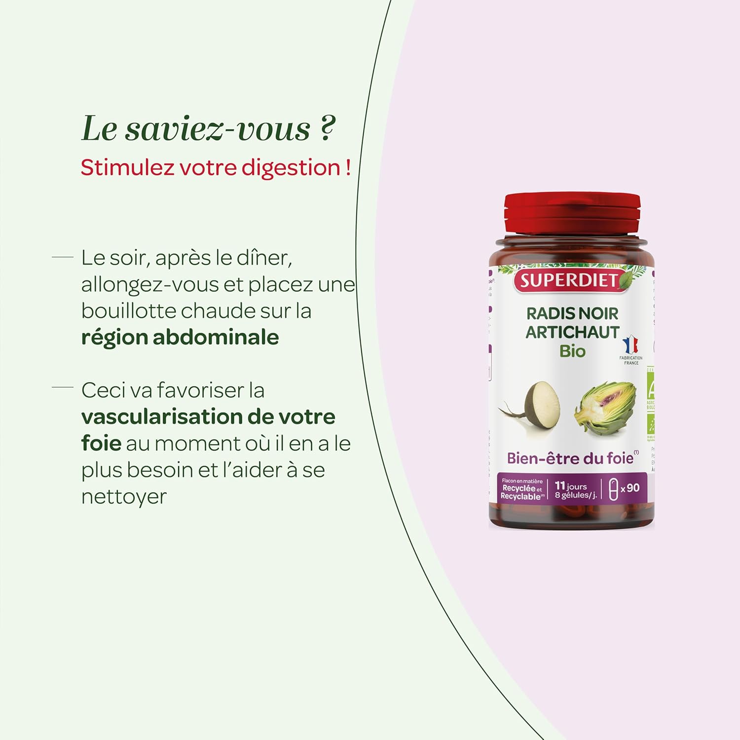 SUPERDIET - RADIS NOIR ARTICHOKE ORGANIC – Liver well-being – Herbal medicine – Made in France – 90 capsules - Image 5