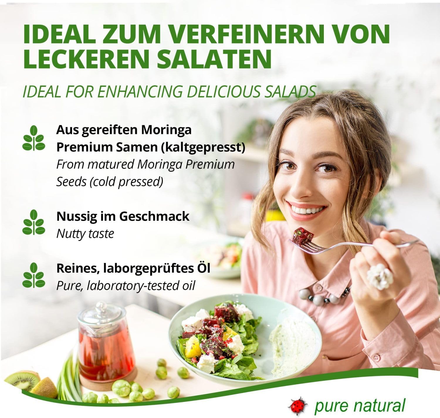 MoriVeda Moringa Oil Premium 100ml Natural Cold Pressed Oil for Skin, Hair & Cooking Rich in Vitamins, Unsaturated Fatty Acids and Antioxidants - Image 6