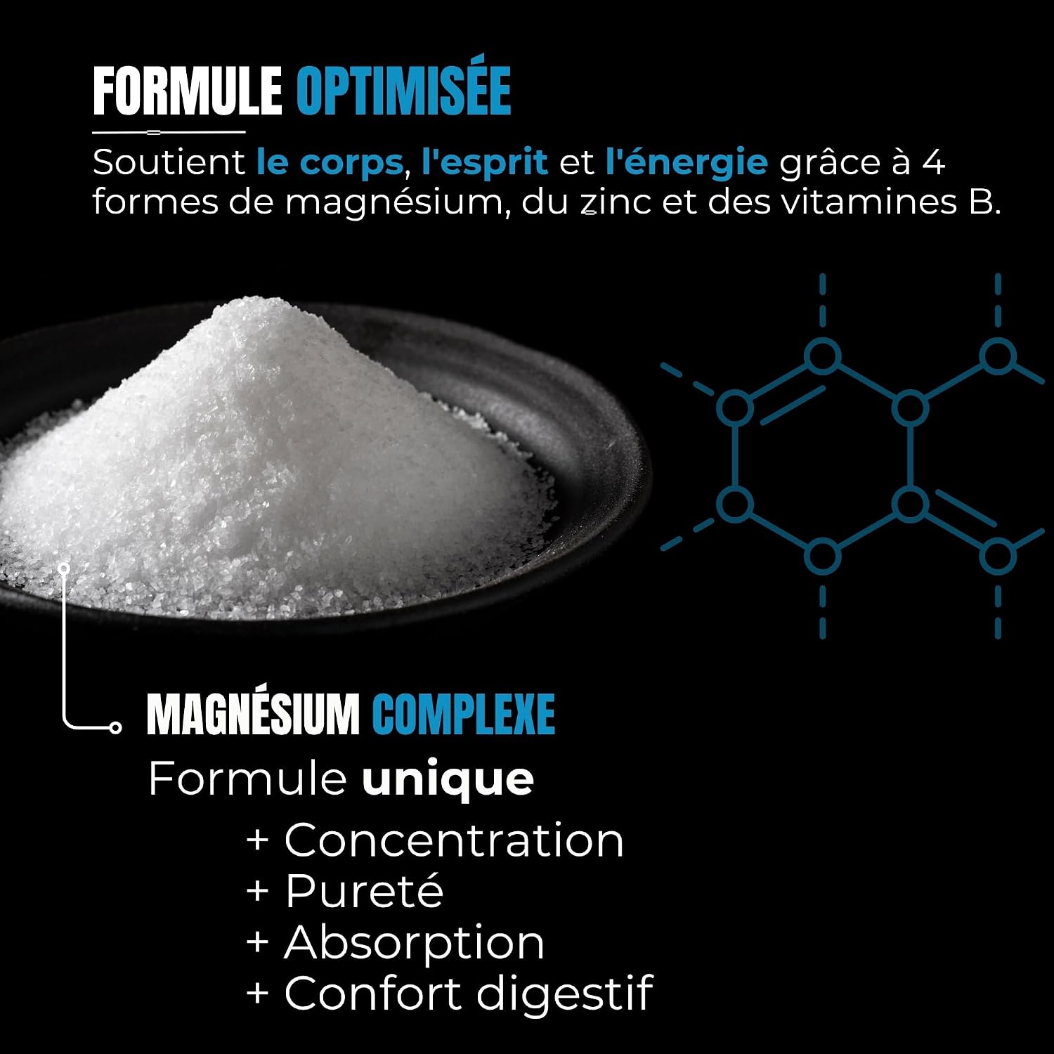 Magnésium Complex - Bisglicinate, Citrate, Malate, Oxyde avec Vitamines B5, B6, B12 & Zinc | Fatigue, Stress & Douleurs Musculaires | Haute Absorption | 120 Gélules Végan | INDESmed FORMULA SMART - Image 4