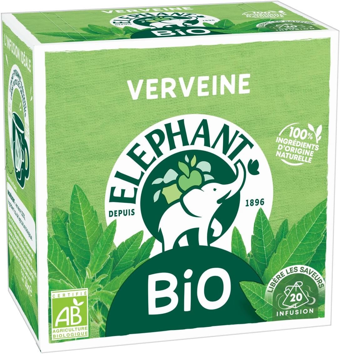 Elephant, Flavored Infusion, Lemon Verbena and Chamomile Taste, Rainforest Alliance Certified, 100% Natural Origin Ingredients, 20 Pyramid Sachets - Image 3