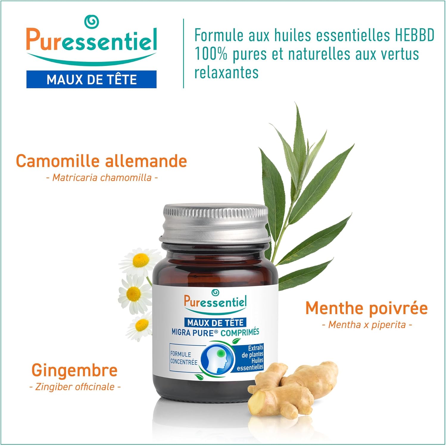 Puressentiel – Migra Pure Tablets – Essential Oils, Plant Extracts, Vitamin & Marine Magnesium – Natural and Concentrated Formula - Relieves Headaches -Dietary Supplements - x15 - Image 4