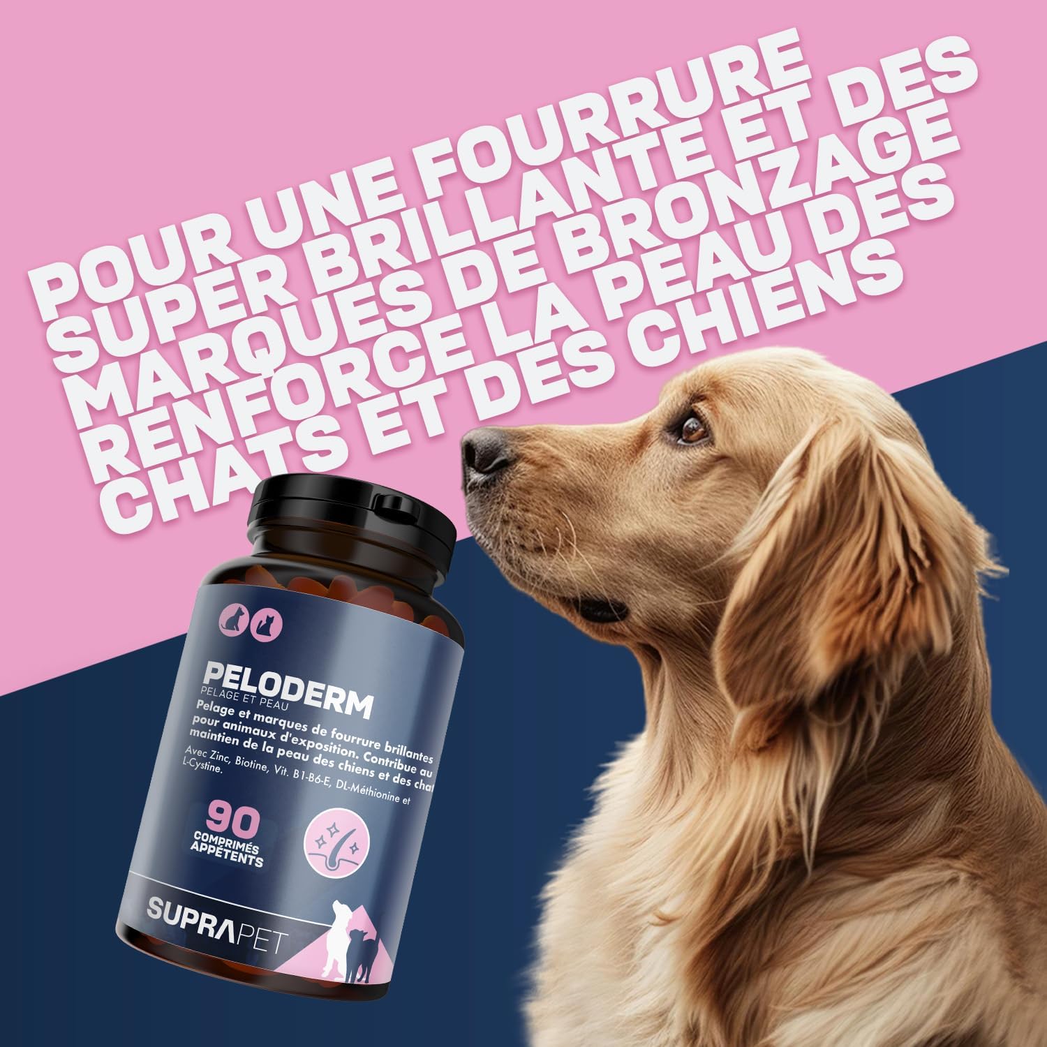 Suprapet, Peloderm for Dogs and Cats 90 Tablets with Biotin, Zinc, B Vitamins, Methionine and Cystine for Wellness and Shine of the Hair | Supplementary Nutrition - Image 3