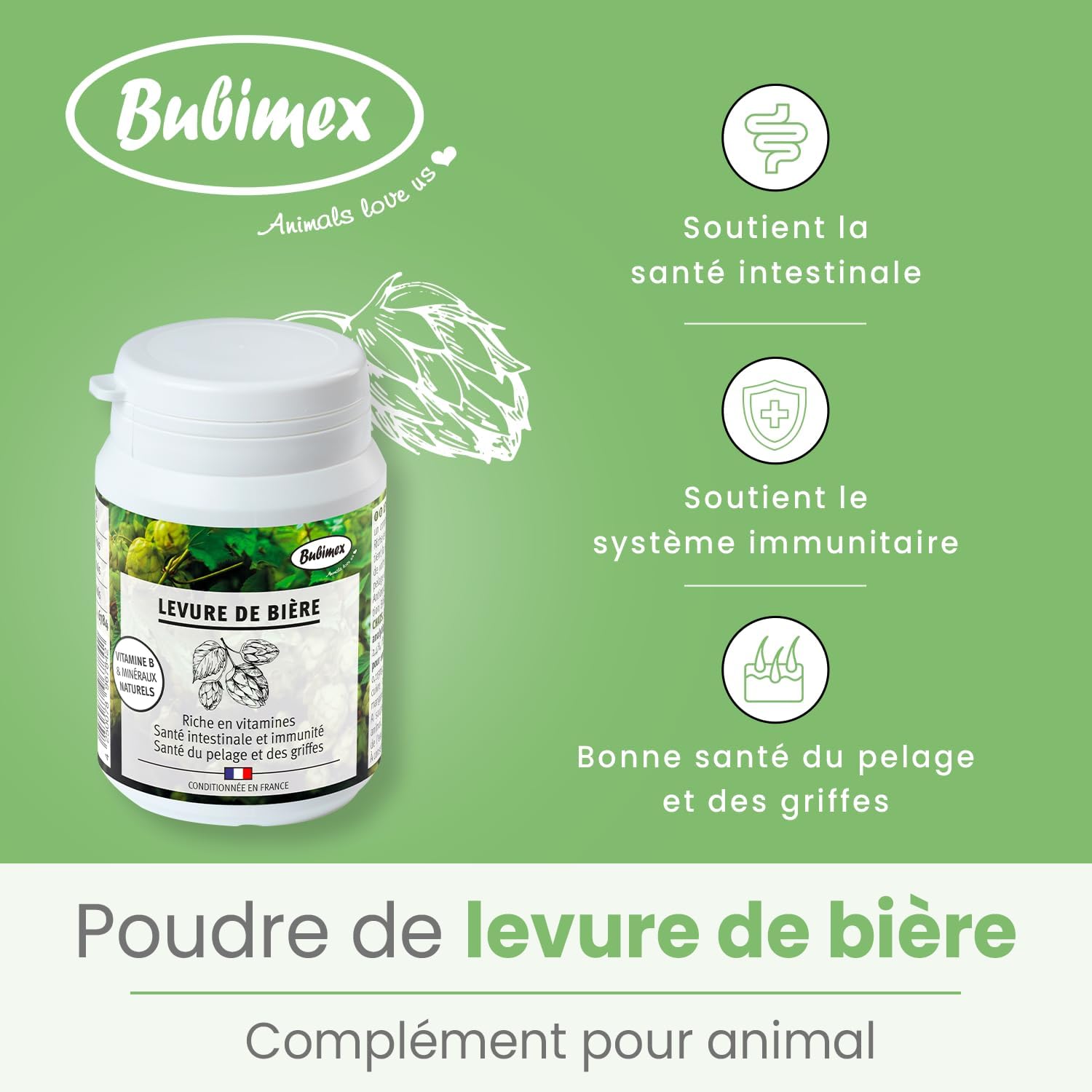 BUBIMEX - Brewer's Yeast Powder - Food Supplement for Dogs & Cats - Intestinal Health, Immunity & Coat Beauty - 100% Brewer's Yeast - 400g - Image 3