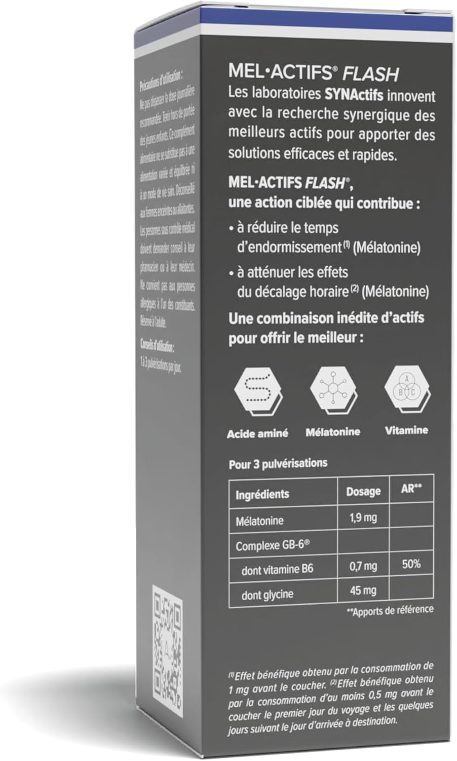 Melactif Flash - Food Supplement Melatonin 1.9 mg - Vitamin B6, Glycine - Spray Format - Aragan - 20 ml - Image 8