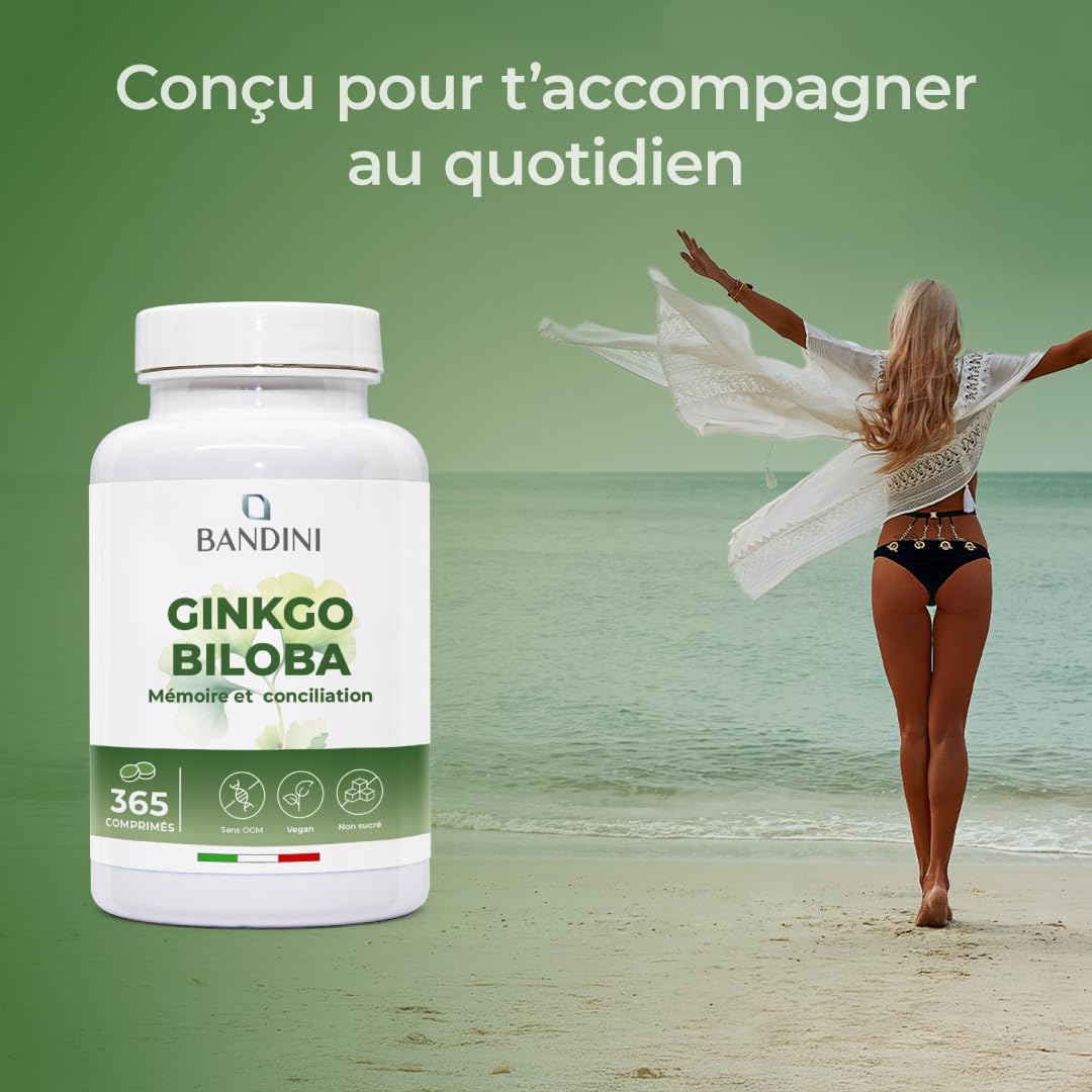 Bandini Ginkgo Biloba 6000mg 365 Tablets (1 year) 50:1 Pure Ginko Biloba Extract with Flavones Glycosides and Terpenes Lactones, High Dose Dietary Supplement, Nootropic, Non-GMO, 100% Vegan - Image 4