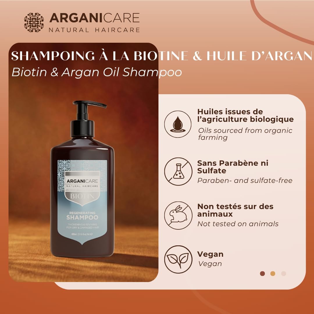 Biotine & Collagen Strengthening Conditioner 400ml - Thickening Care for Fine and Damaged Hair, Natural Formula with Argan Oil, Easy Detangling, Softness & Shine - Image 3