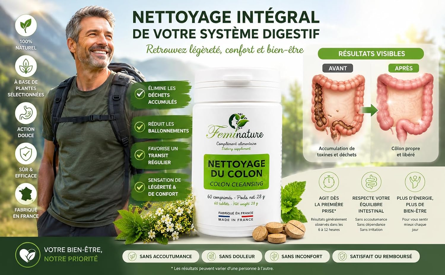 Feminature | Intestinal Cleansing & Colon Detox – Gentle Transit – Complex 10 Plants (Artichoke, Dandelion) & Acacia Fibres – 60 Tablets - Made in France - Image 8