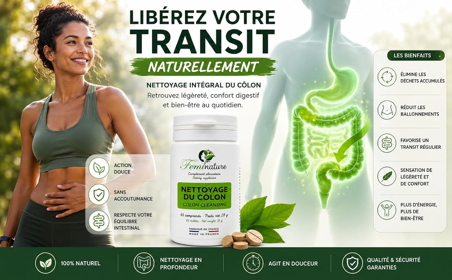 Feminature | Intestinal Cleansing & Colon Detox – Gentle Transit – Complex 10 Plants (Artichoke, Dandelion) & Acacia Fibres – 60 Tablets - Made in France - Image 9