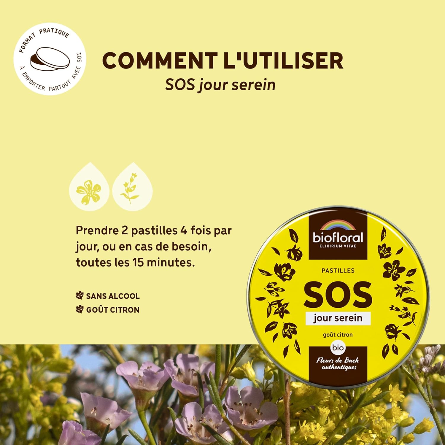 BIOFLORAL - SOS Secours Jour Serein BIO - 165 Lozenges - Emotional Support - Authentic Bach Flowers - Alcohol Free - Image 5