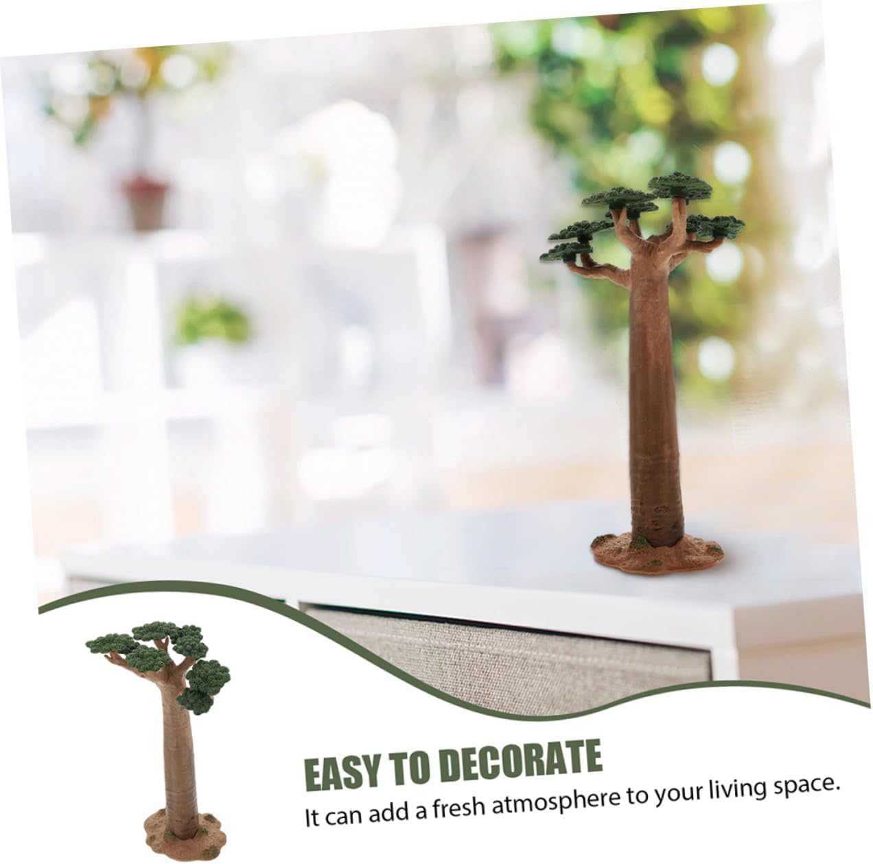 COHEALI Modèle Mini Baobab Artificiel en PVC, Décoration Stable et Résistante pour Table de Maquettes ou Décoration Intérieure, Lot de 2 Pièces Fond Plat - Image 4