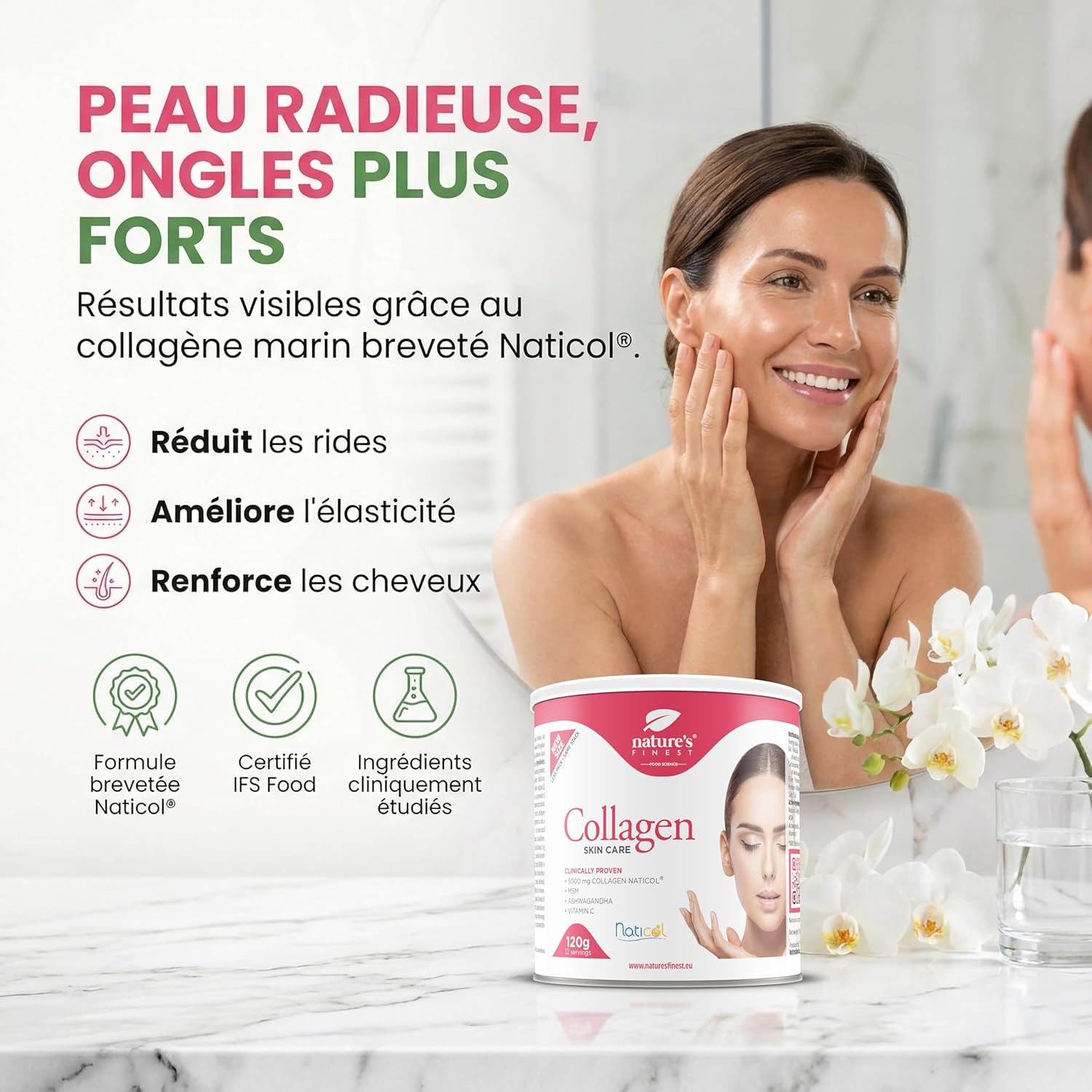 Nature's Finest Collagen Skincare with Naticol Marine Collagen, MSM and Vitamin C Powder, Hydrolyzed Marine Collagen Peptides Type 1 - Hair and Skin Collagen - Image 3