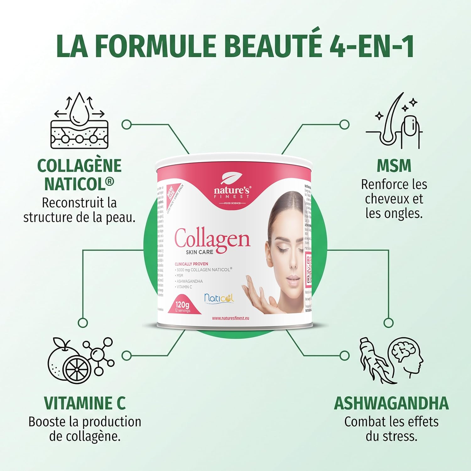 Nature's Finest Collagen Skincare with Naticol Marine Collagen, MSM and Vitamin C Powder, Hydrolyzed Marine Collagen Peptides Type 1 - Hair and Skin Collagen - Image 4