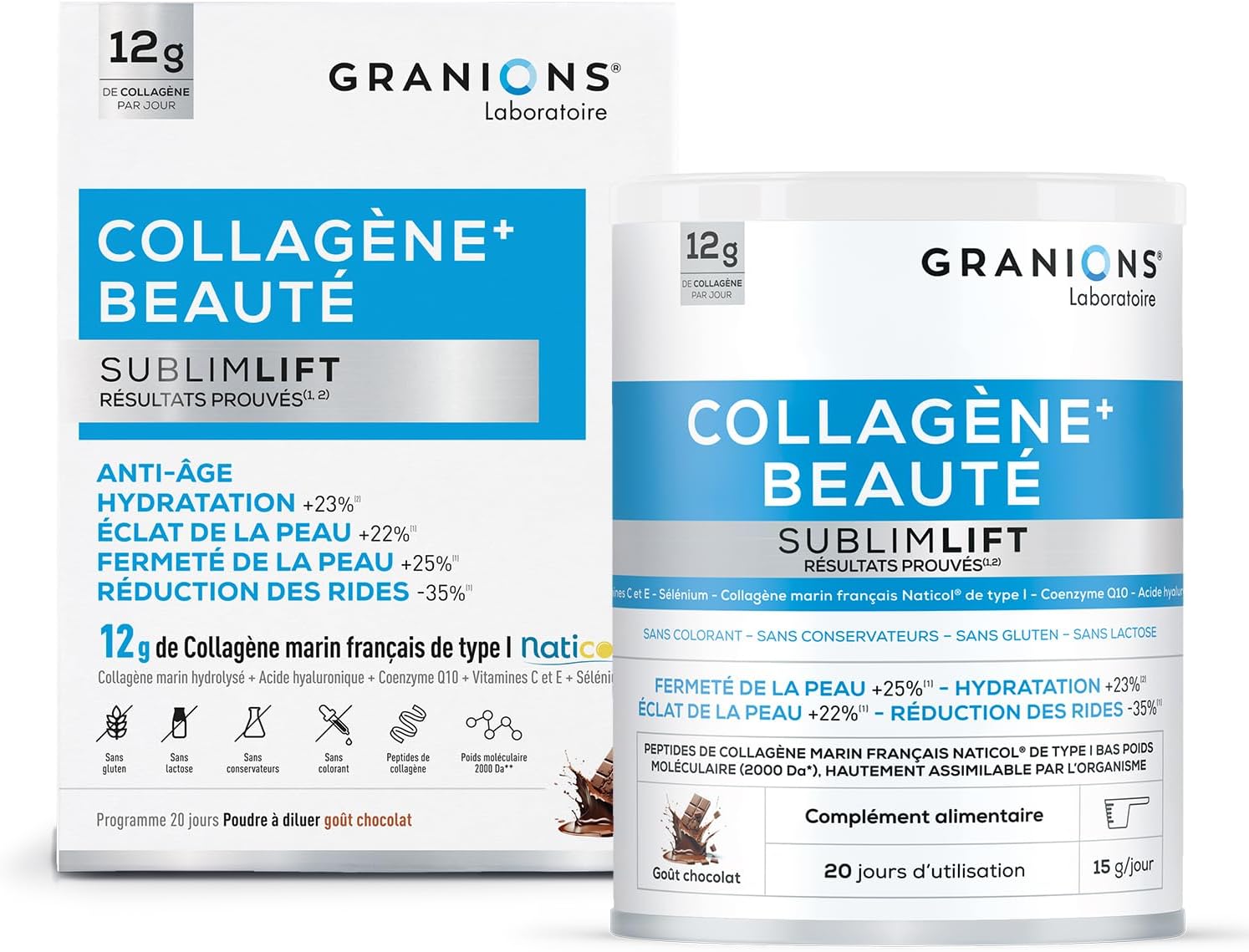 SUBLIMLIFT GRANIONS Marine Beauty Collagen 12 g Daily Hyaluronic Acid + Coenzyme Q10 + Vitamin C | Antioxidants, Anti-Aging and Beauty Skin - Chocolate Flavour -300 g - Image 8