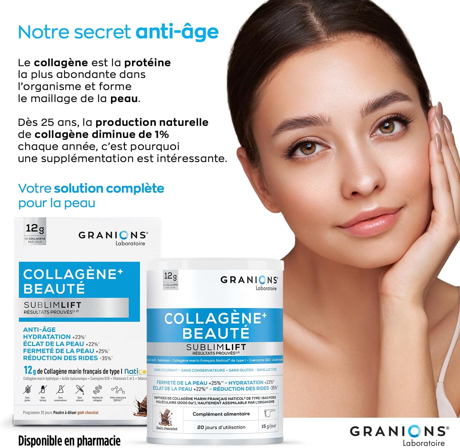 SUBLIMLIFT GRANIONS Marine Beauty Collagen 12 g Daily Hyaluronic Acid + Coenzyme Q10 + Vitamin C | Antioxidants, Anti-Aging and Beauty Skin - Chocolate Flavour -300 g - Image 10