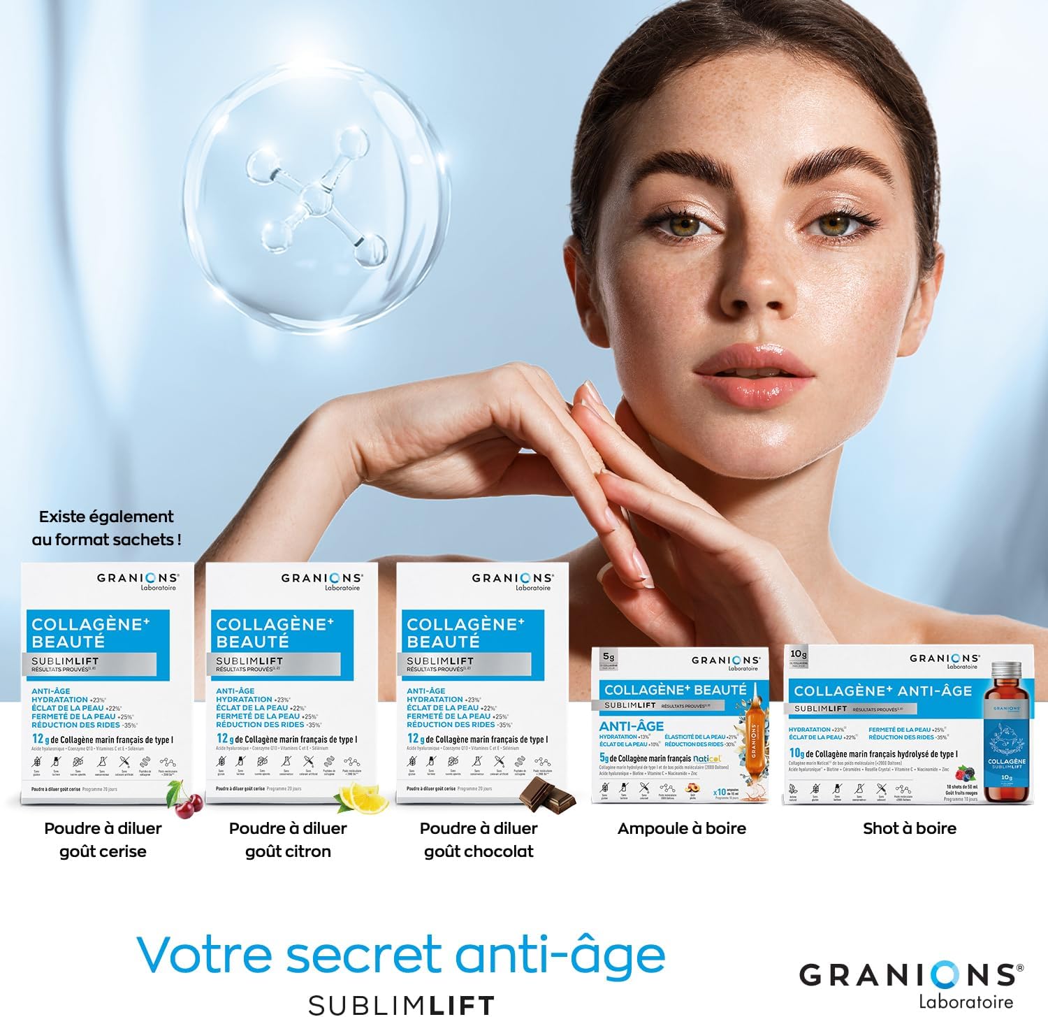 SUBLIMLIFT GRANIONS Marine Beauty Collagen 12 g Daily Hyaluronic Acid + Coenzyme Q10 + Vitamin C | Antioxidants, Anti-Aging and Beauty Skin - Chocolate Flavour -300 g - Image 11