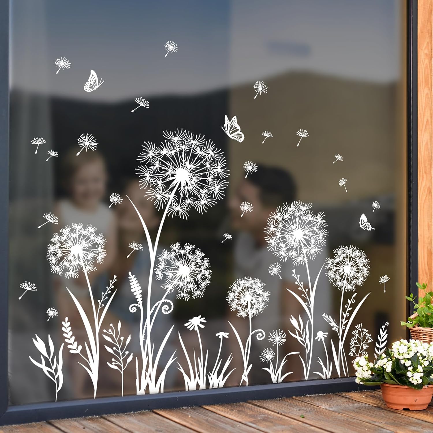 Tanlaby White Dandelion Window Stickers Flowers Butterflies Anti-Collision Spring Summer Window Sticker for Bedroom Living Room Kitchen Shop Showcase Decoration - Image 6