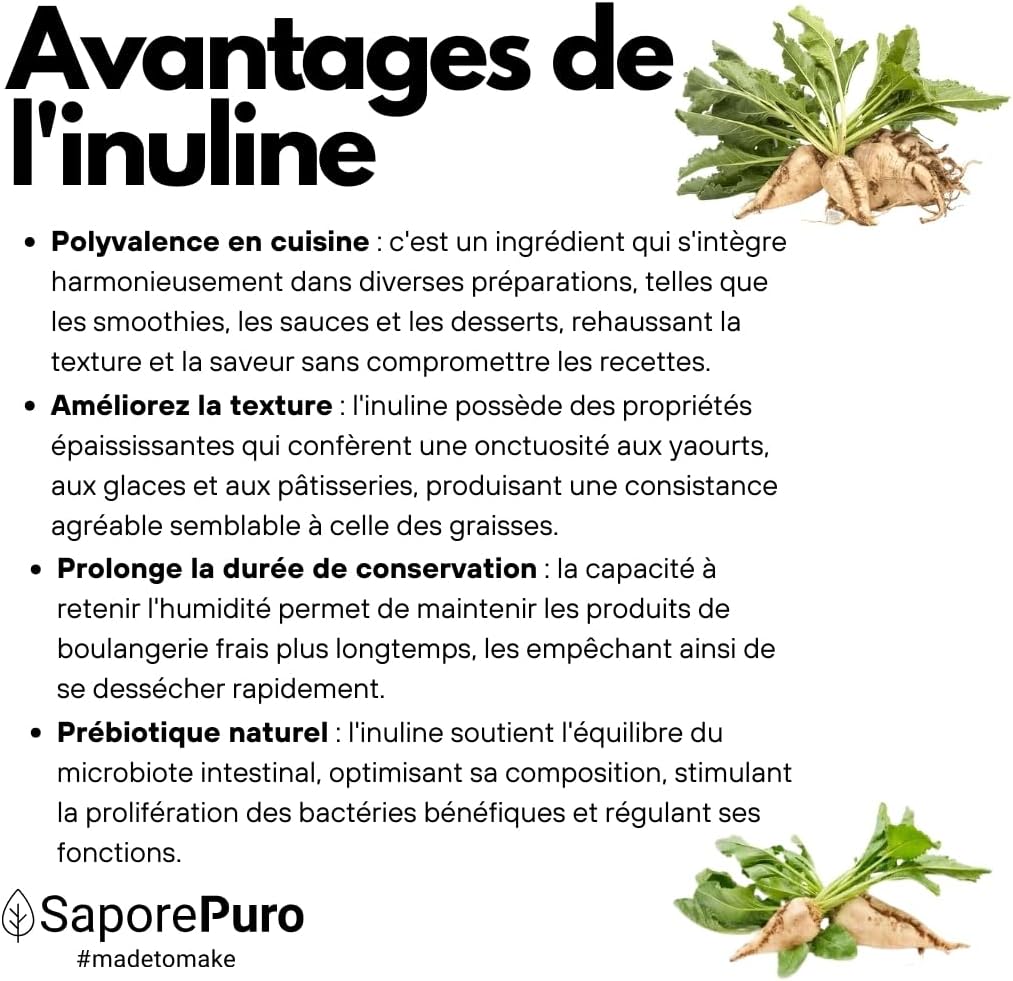 SaporePuro Inulin powder 1000g - prebiotic fiber - chicory root - Inulin powder - Image 4