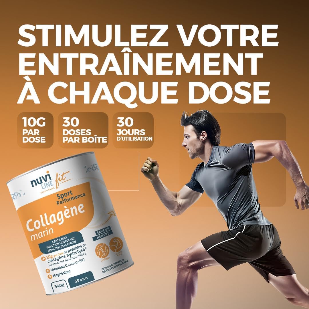 Nuviline Fit - Marine Sport Collagen - Hydrolyzed Collagen Powder - Organic Vitamin C + Magnesium - Muscle & Fatigue - Pre/Post Workout - Premium Quality - Made in France - 340 g (30 Doses) - Image 3