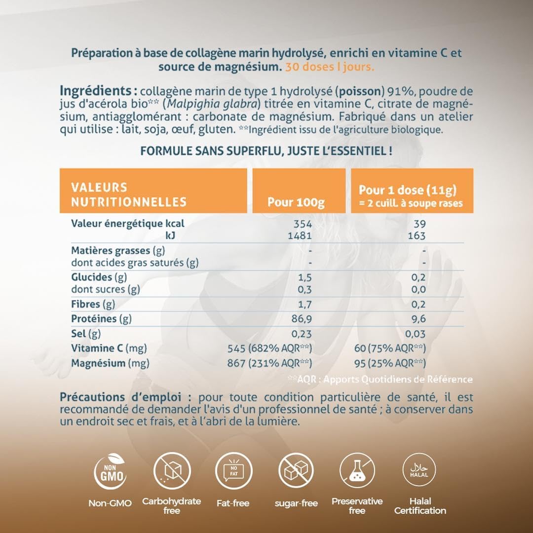 Nuviline Fit - Marine Sport Collagen - Hydrolyzed Collagen Powder - Organic Vitamin C + Magnesium - Muscle & Fatigue - Pre/Post Workout - Premium Quality - Made in France - 340 g (30 Doses) - Image 8