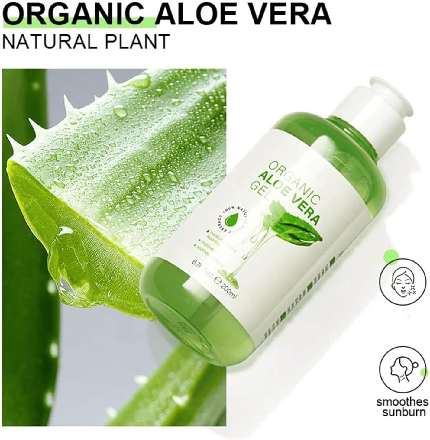 100% Pure Aloe Vera Gel - Moisturizing Face, Body & Hair Care - Natural Cosmetics Against Dry Skin, Sunburn & Irritation - Image 3