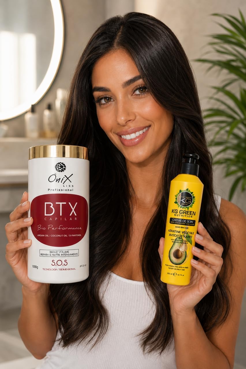 OniX Liss BTX Capilar Bio Performance 1000 g – BTX Hair – Repairs, Nourishes & Reduces Frizz – Keragold Leave-In Cream Available (Random) - Image 5