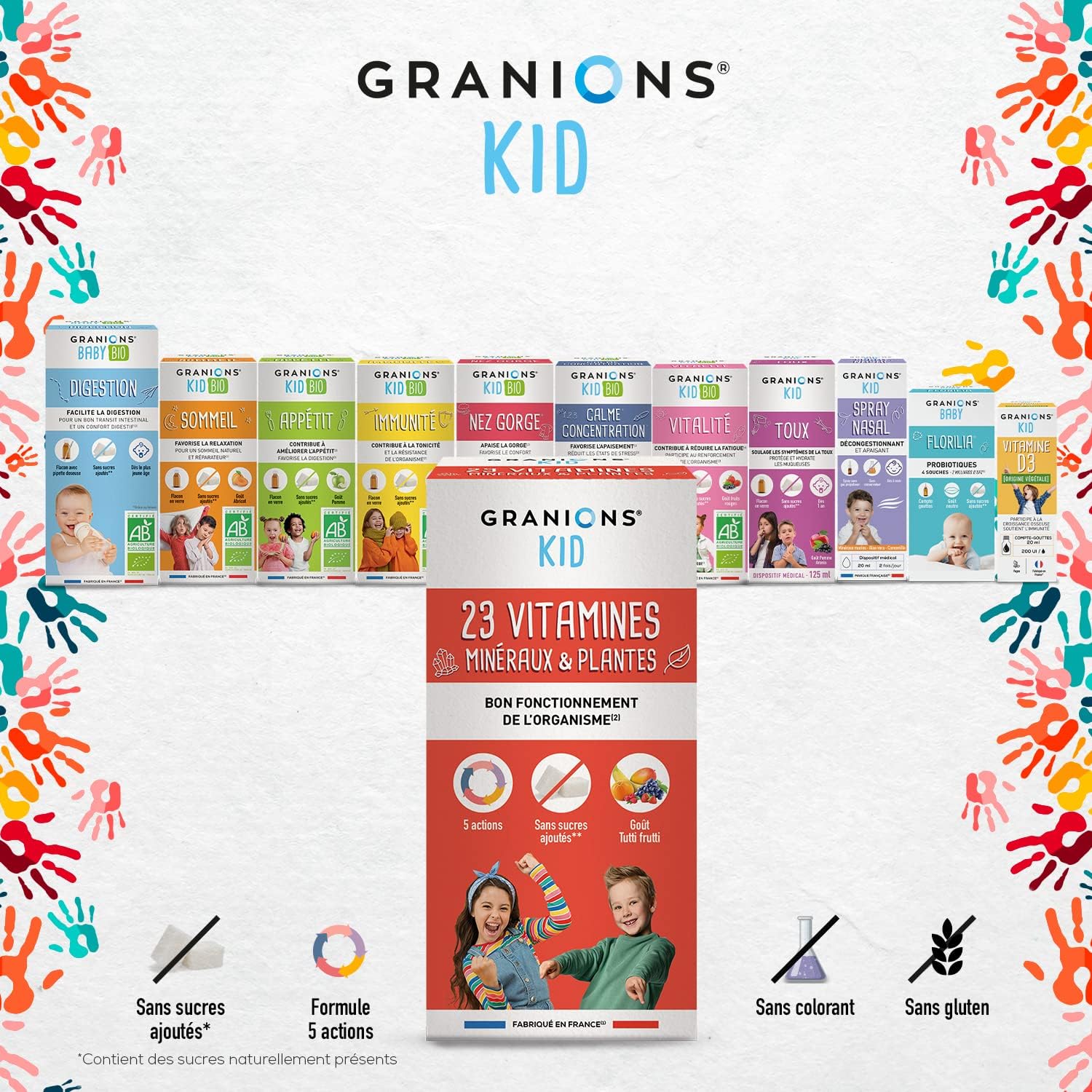 GRANIONS KID 23 VITAMINS AND OLIGOELEMENTS - Vitamins + Magnesium + Zinc + Beta Carotene + Calcium - Good Functioning of the Body - Tutti Frutti Flavour - For Ages 3 Years Aged - 200 ml - Made in France - Image 7