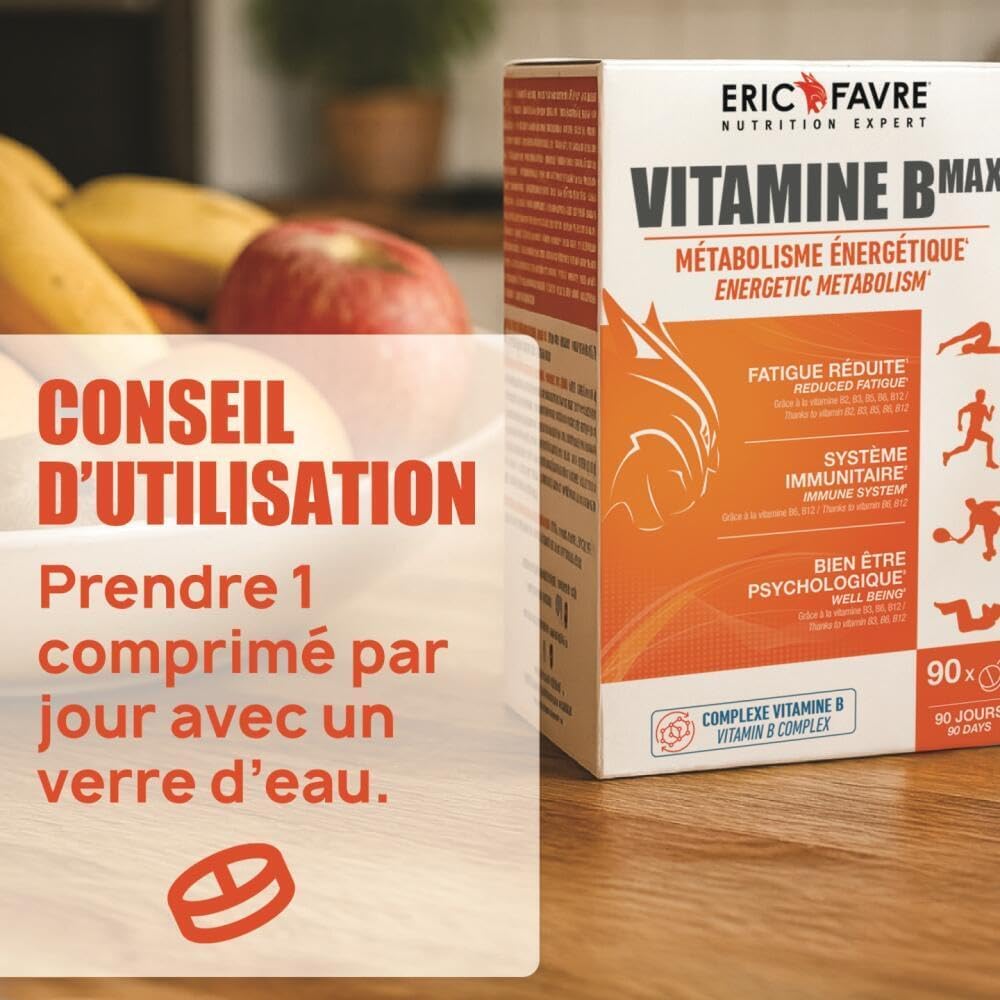 VITAMIN B COMPLEX B Maxx - Highly Dosed - Vitamins B1, B2, B3, B5, B6, B7, B9, B12 - Immune System, Fatigue Reduction - Programme 90J - 90 Tablets - Eric Favre - Image 5