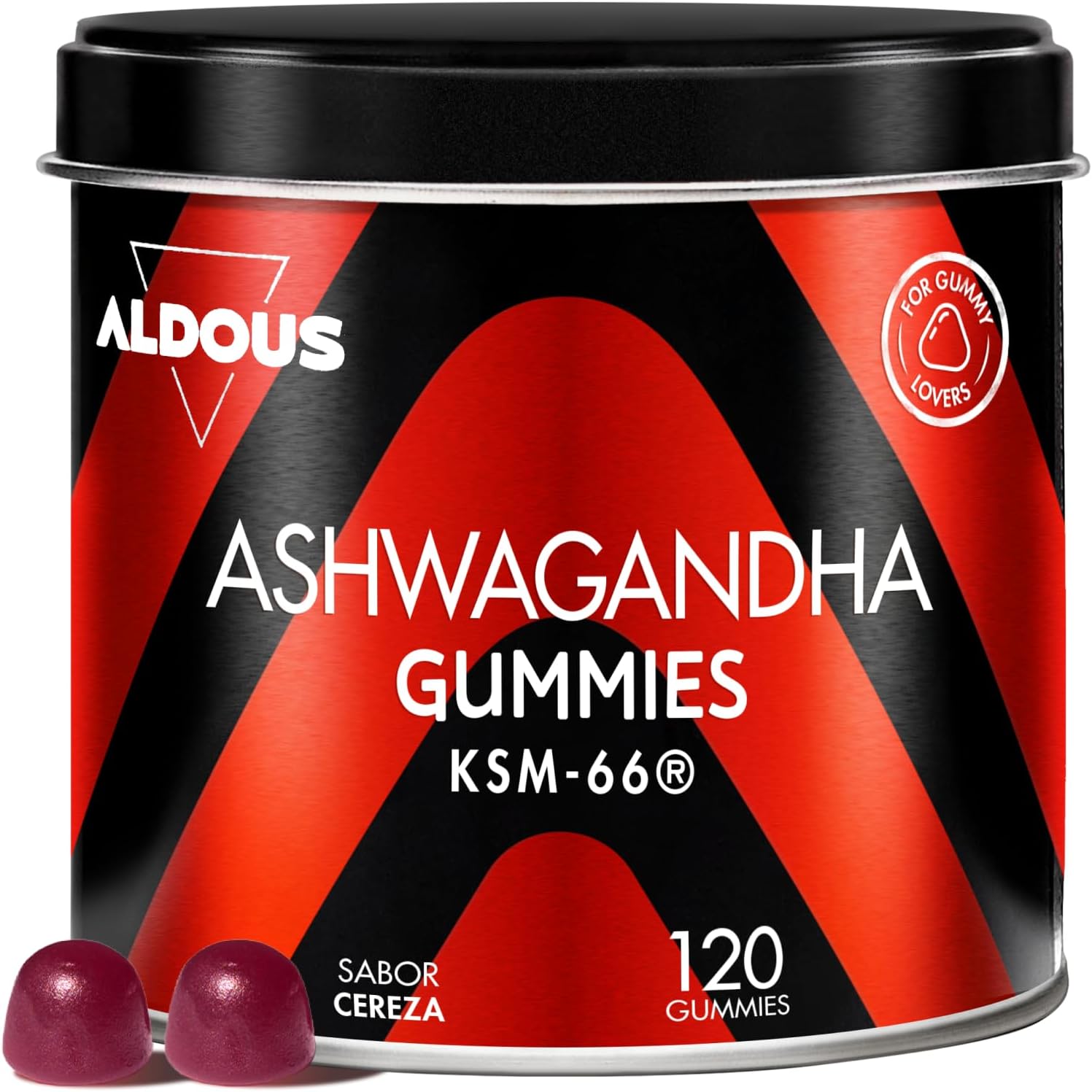 Ashwagandha Gummies Ashwagandha KSM-66 Withania Somnifera Anti-Stress, Calms Anxiety, Natural Relaxation - Energy and Vitality - 120 Erasers - Cherry Flavour - Image 2