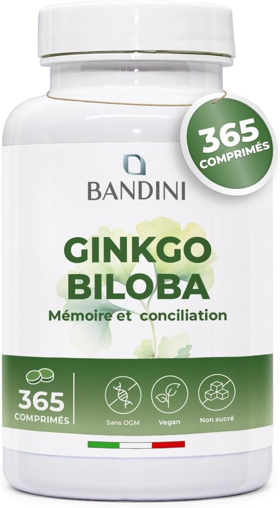 Bandini Ginkgo Biloba 6000mg 365 Tablets (1 year) 50:1 Pure Ginko Biloba Extract with Flavones Glycosides and Terpenes Lactones, High Dose Dietary Supplement, Nootropic, Non-GMO, 100% Vegan - Image 2