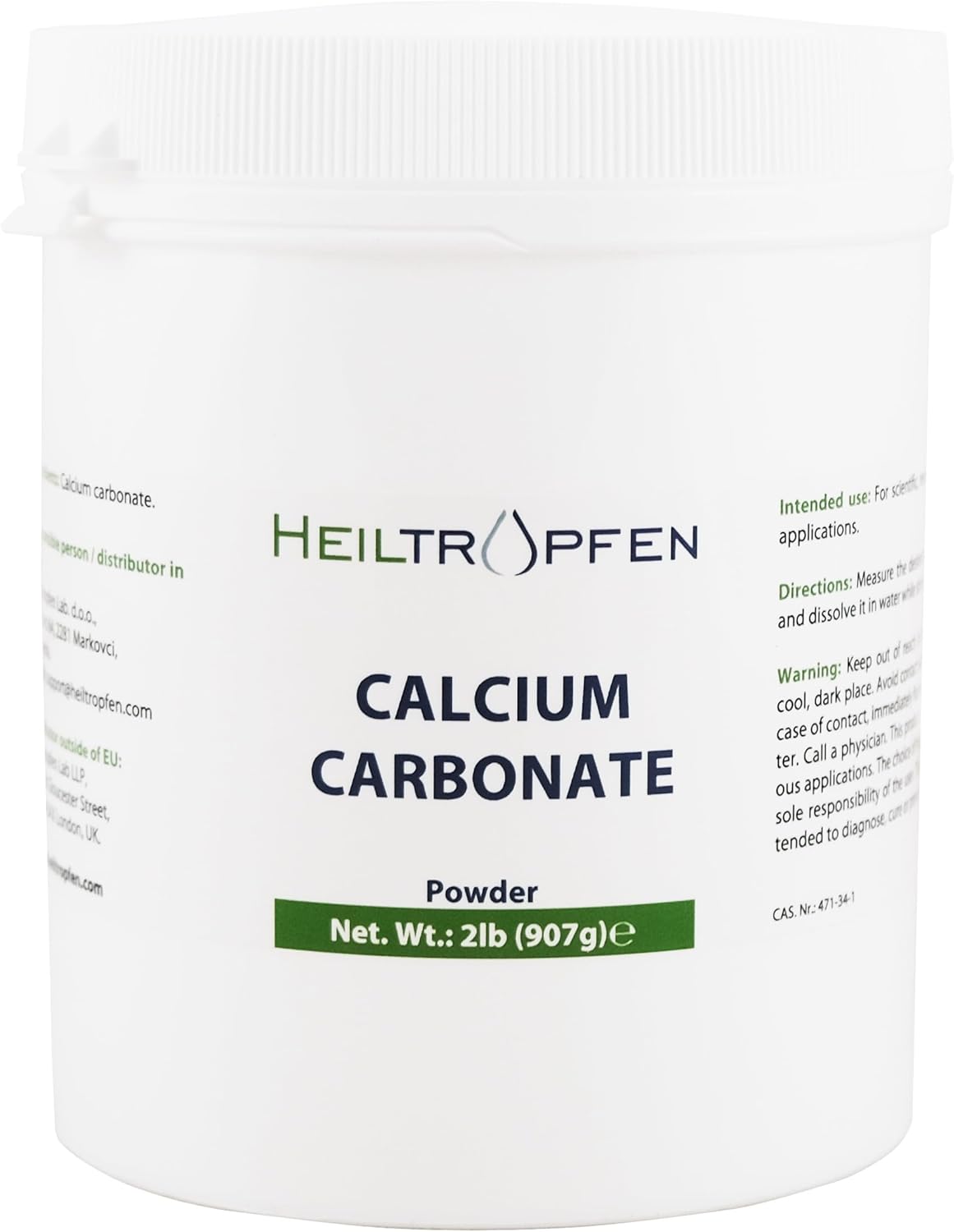 Calcium Carbonate Powder | 2 lb - 907 g | Highest Purity Limestone | Third Party Lab Analysis | Heiltropfen - Image 2