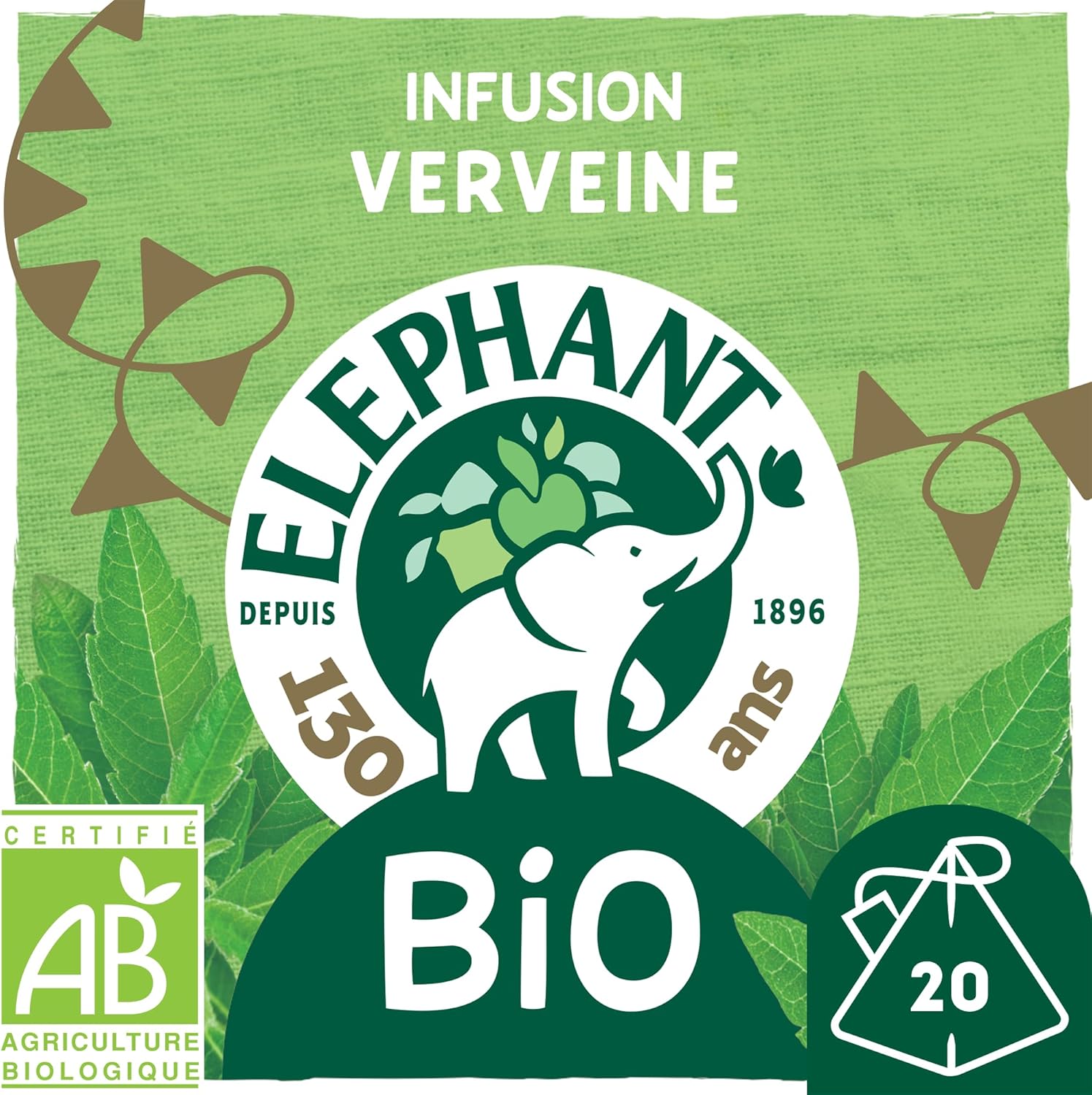 Elephant, Flavored Infusion, Lemon Verbena and Chamomile Taste, Rainforest Alliance Certified, 100% Natural Origin Ingredients, 20 Pyramid Sachets - Image 2
