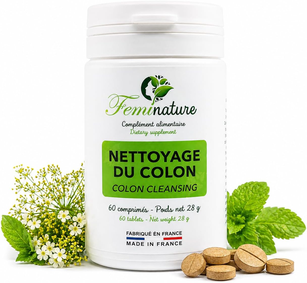 Feminature | Intestinal Cleansing & Colon Detox – Gentle Transit – Complex 10 Plants (Artichoke, Dandelion) & Acacia Fibres – 60 Tablets - Made in France - Image 2